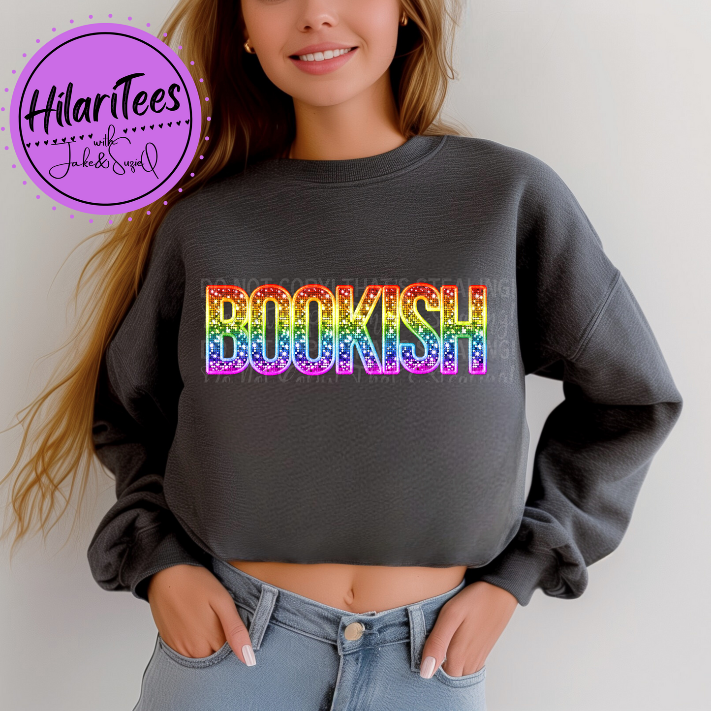 Bookish - Rainbow Faux Embroidery - Crewneck