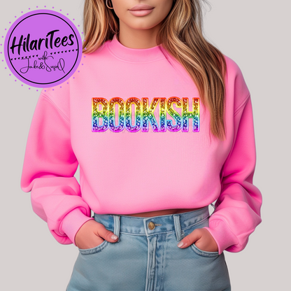 Bookish - Rainbow Faux Embroidery - Crewneck