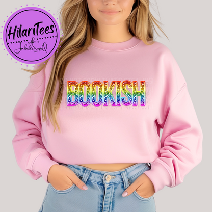 Bookish - Rainbow Faux Embroidery - Crewneck