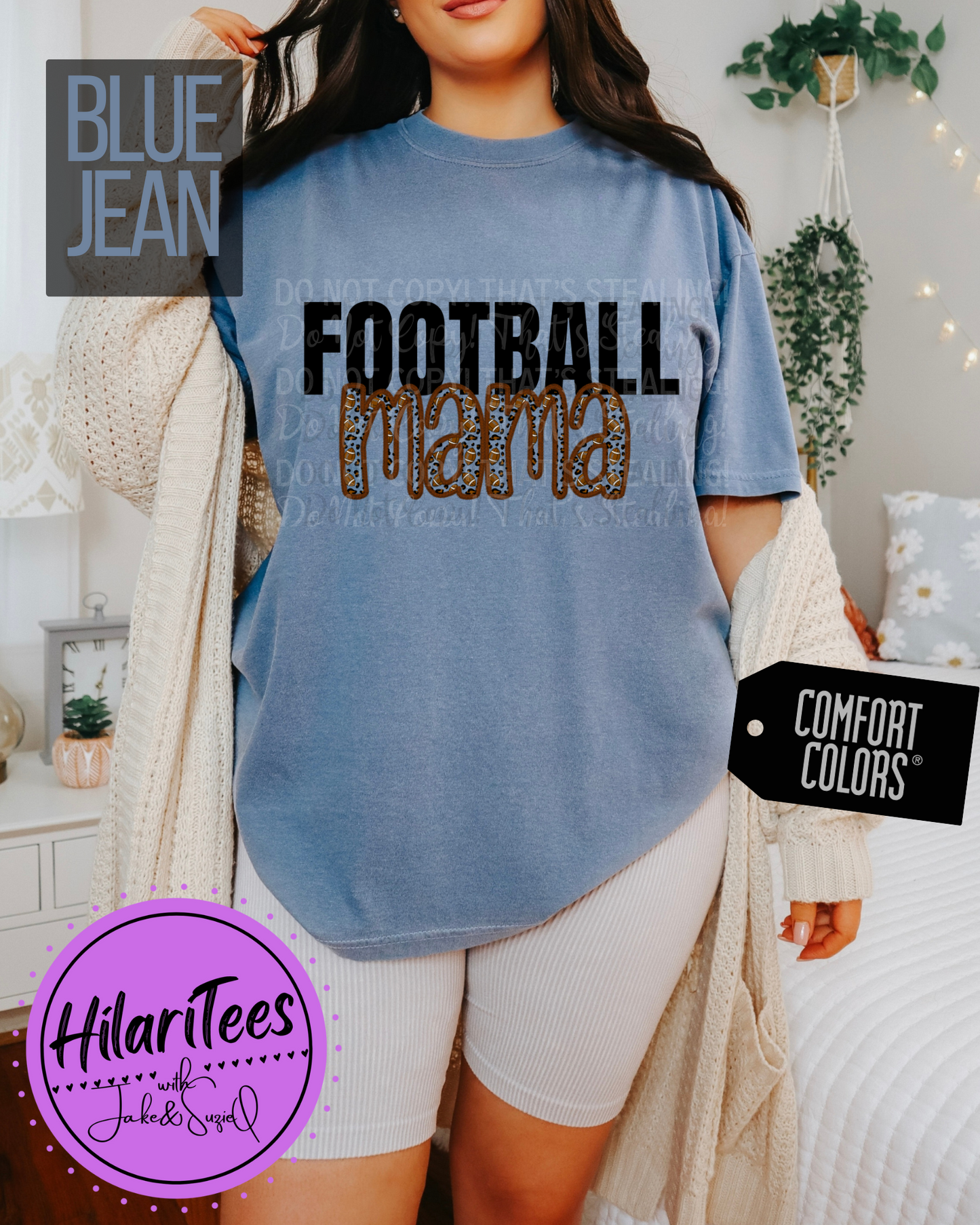 Football Mama Tshirt, Faux Embroidery