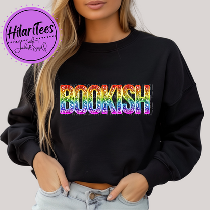 Bookish - Rainbow Faux Embroidery - Crewneck