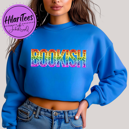 Bookish - Rainbow Faux Embroidery - Crewneck