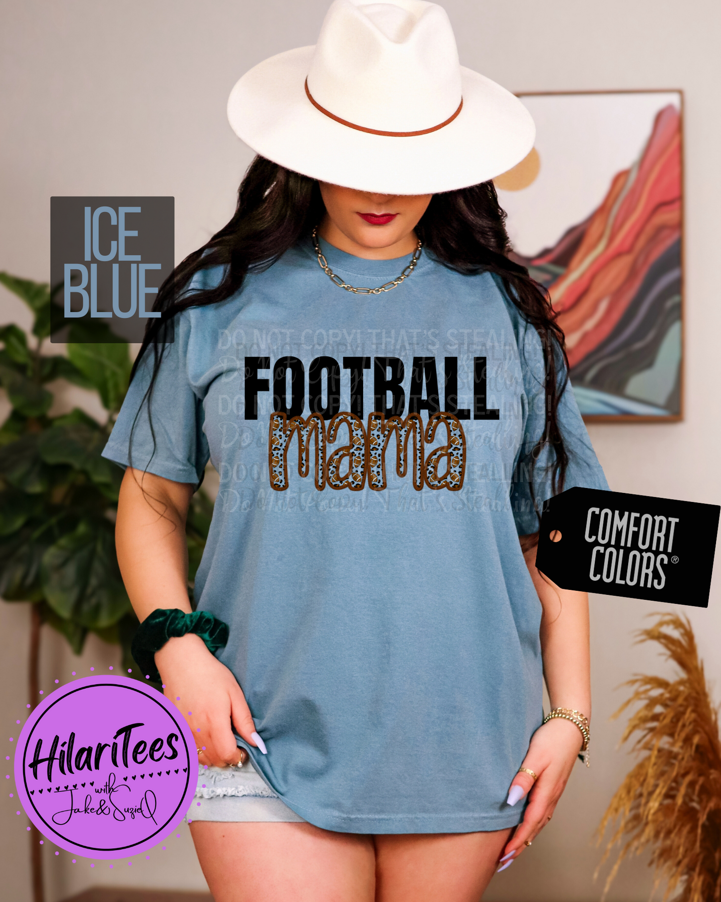 Football Mama Tshirt, Faux Embroidery