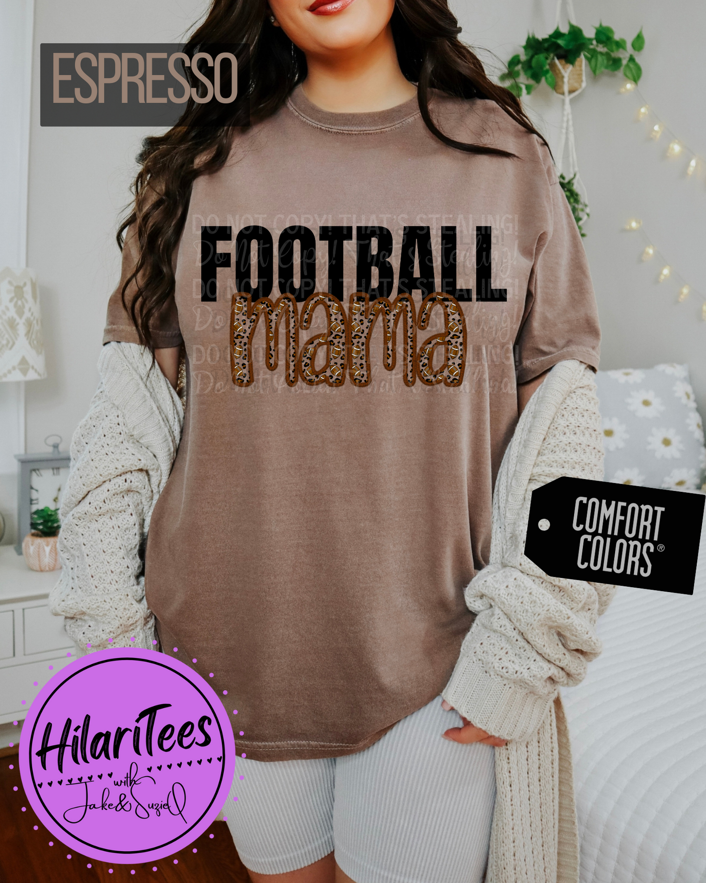 Football Mama Tshirt, Faux Embroidery