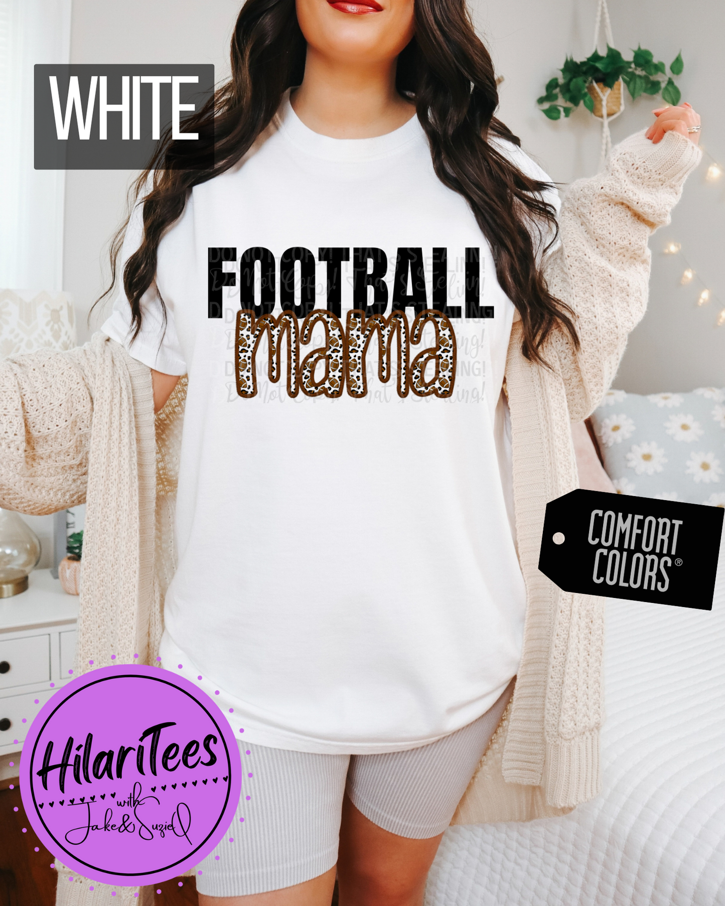 Football Mama Tshirt, Faux Embroidery