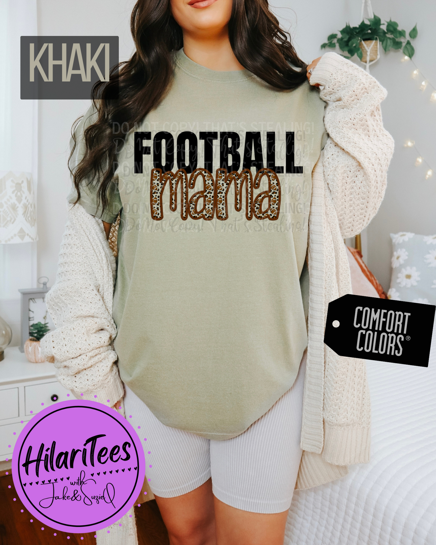 Football Mama Tshirt, Faux Embroidery