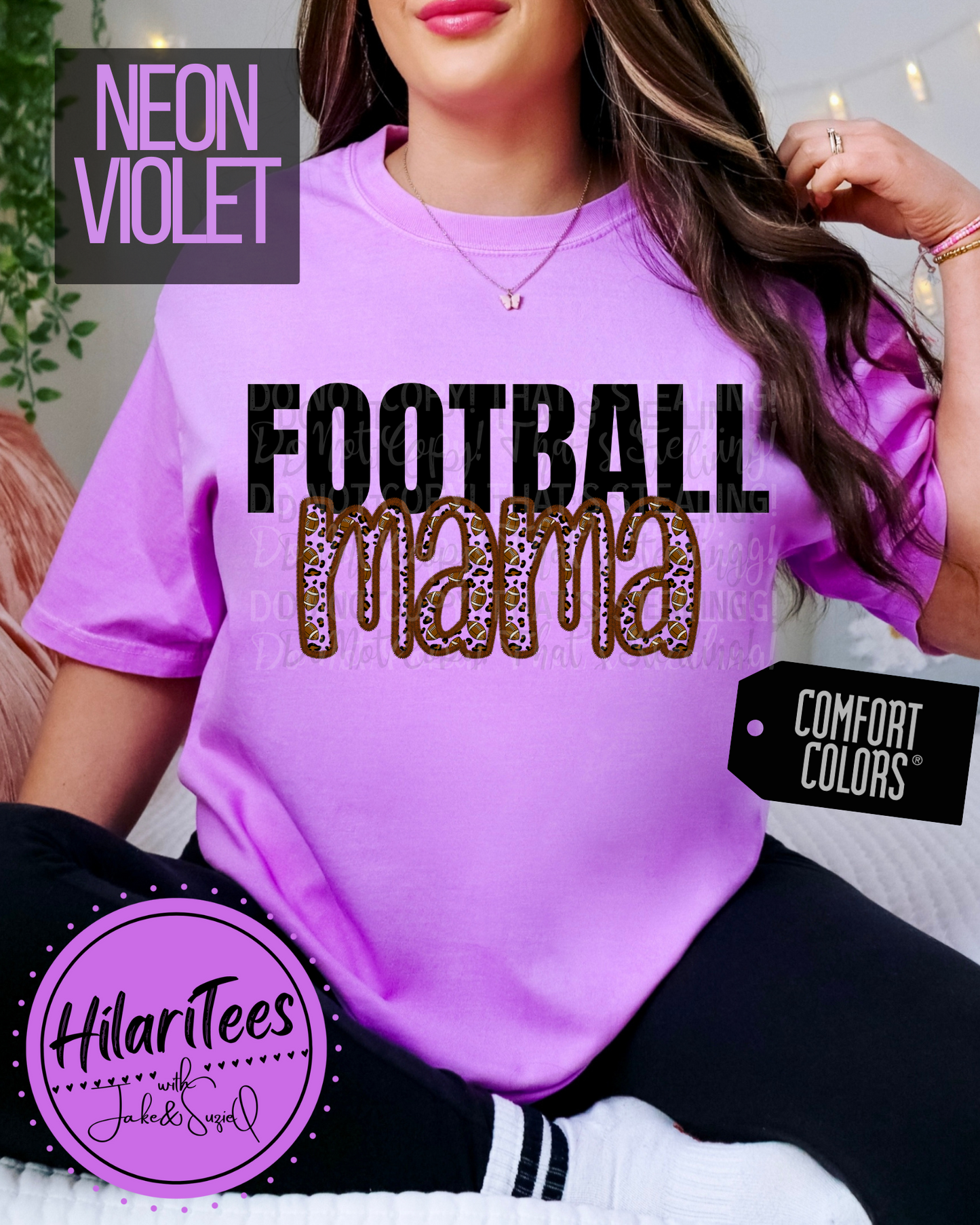 Football Mama Tshirt, Faux Embroidery