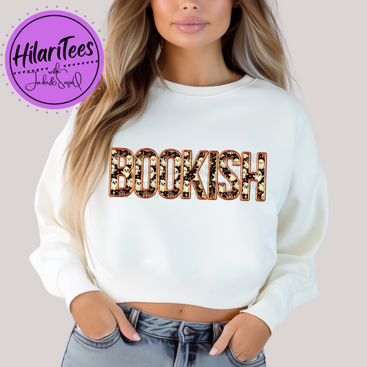 Bookish Crewneck - Faux Embroidery - Ghouls Orange Outline