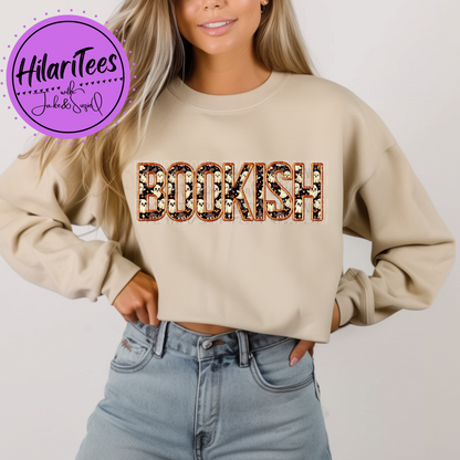 Bookish Crewneck - Faux Embroidery - Ghouls Orange Outline