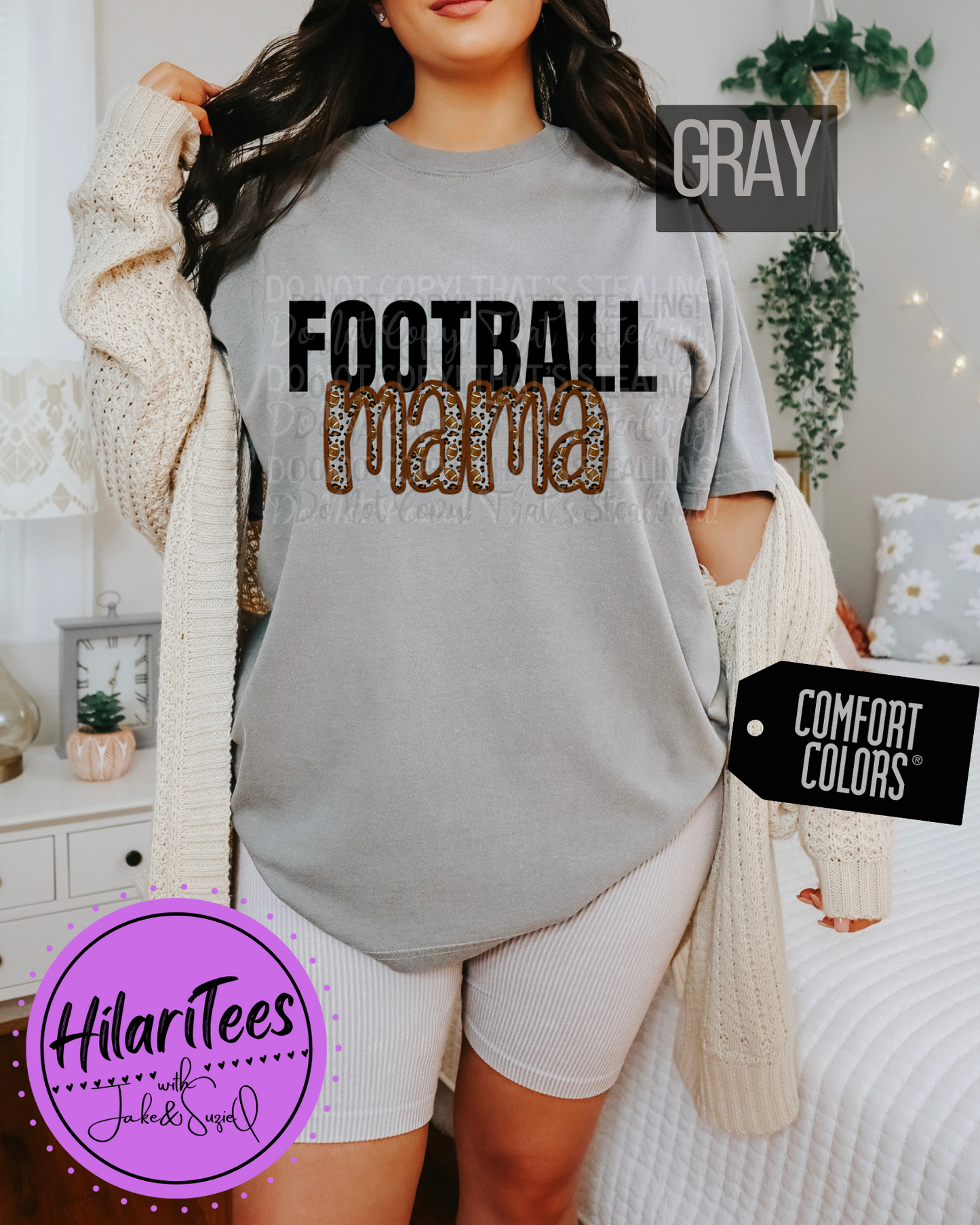 Football Mama Tshirt, Faux Embroidery