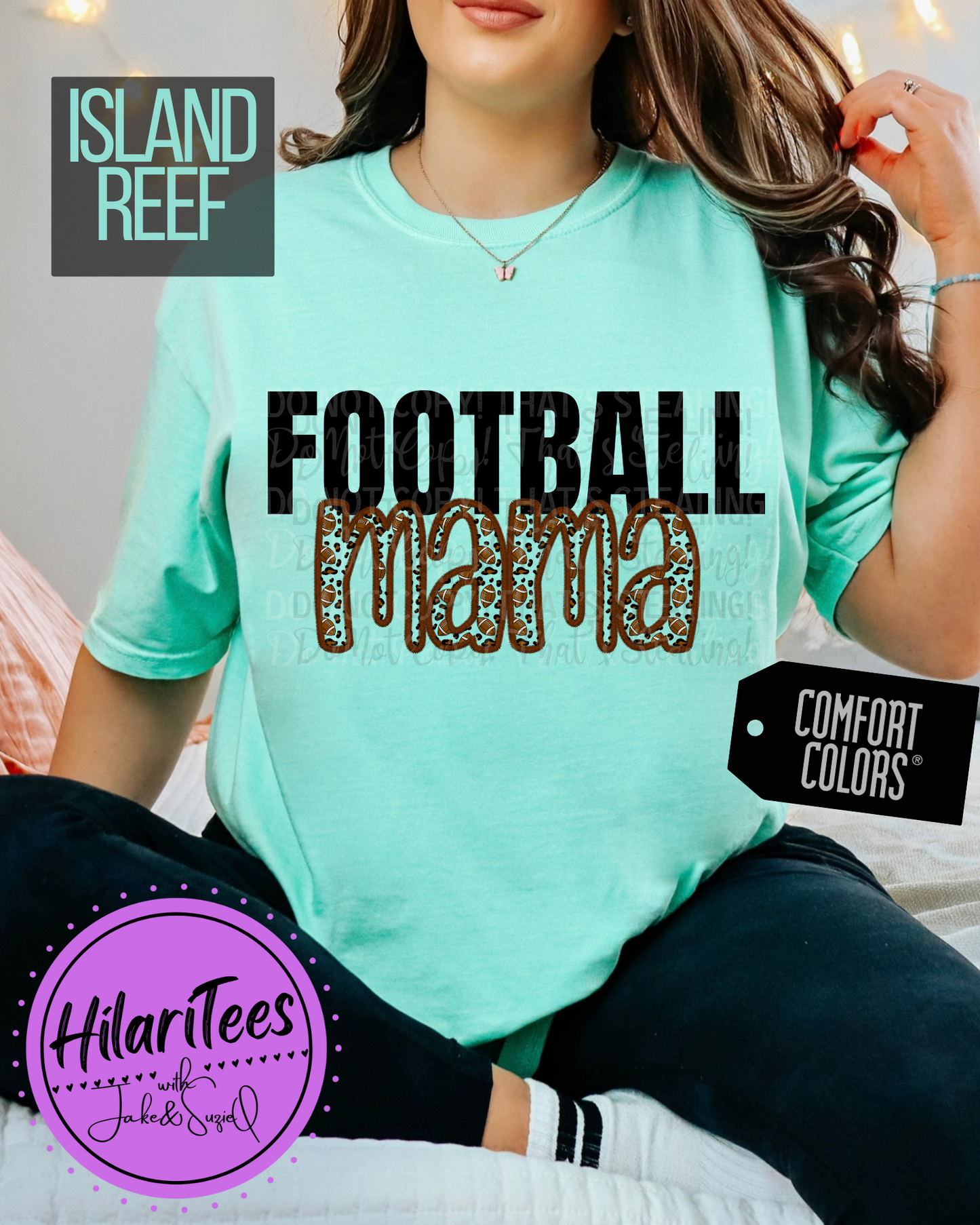 Football Mama Tshirt, Faux Embroidery