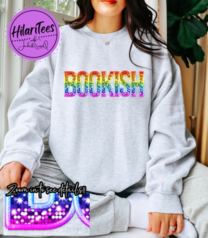 Bookish - Rainbow Faux Embroidery - Crewneck